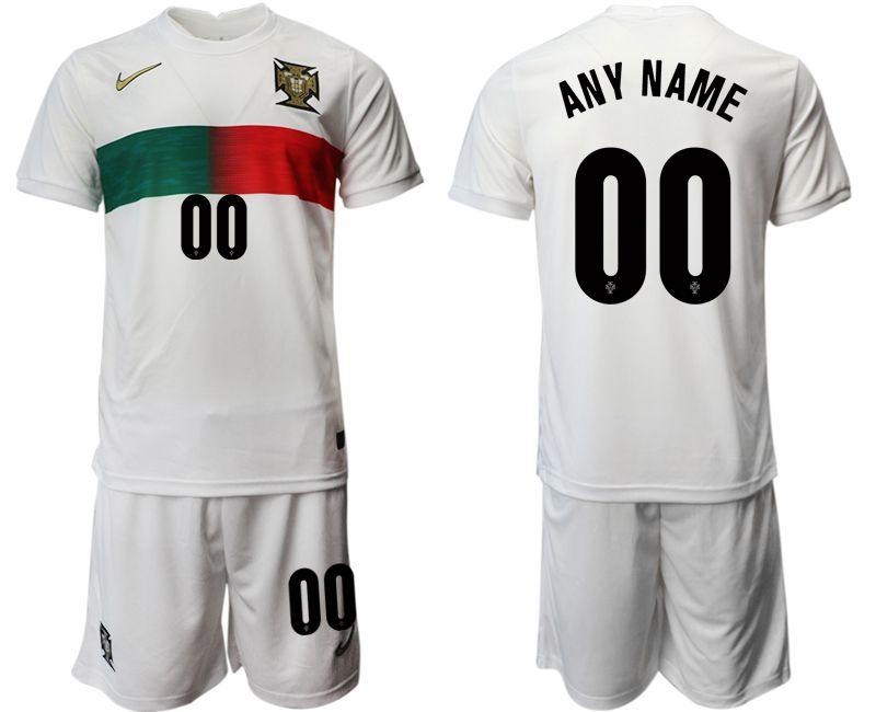 Men 2022 World Cup National Team Portugal away white customized Soccer Jersey->customized soccer jersey->Custom Jersey
